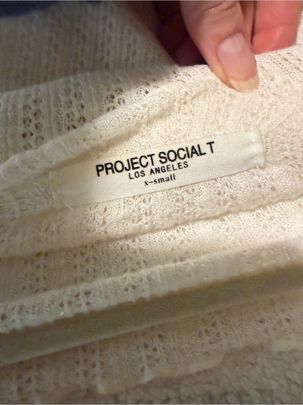 Project Social T Ivory Open-Knit Sweater Top